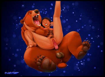 animal_genitalia animal_penis anus balls bear brother_bear brown_bear brown_body brown_fur brown_skin canon_couple claws dark_body dark_skin disney duo feet female female_on_feral female_penetrated feral feral_penetrating feral_penetrating_human fur genitals grizzly_bear hi_res human human_on_feral human_penetrated interspecies kenai_(brother_bear) klaus_doberman larger_feral larger_male male male/female male_penetrating male_penetrating_female male_penetrating_human mammal native_american nita_(brother_bear) nude open_mouth penetration penis pubes sex size_difference smaller_female smaller_human smile toe_claws tongue ursine ursine_penis zoophilia