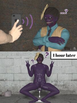 ...? 3d ? after_anal bear_mask before_and_after body_writing corpse dead double_peace_sign five_nights_at_freddy's freddy_fazbear's_pizzeria_simulator gay hypnosis hypnosis_app hypnotized_eyes hypnotized_male male michael_afton nipple_piercing nipples nude piercing purple_body purple_skin semen smartphone source_filmmaker what yuuki_momofox