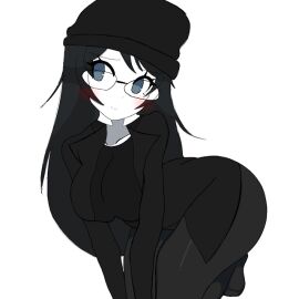 adult_female ass beanie_hat big_ass big_breasts black_hair blue_eyes blush breasts counteriser female glasses nice_ass roblox rogueordinary white_skin youtuber