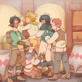 5boys against_wall anal anal_sex ass blowjob blowjob_while_penetrated boys clothing dark_skin darkchibishadow elf fuck_and_suck fucked_from_behind fucked_senseless fucked_silly gang_bang gangbang gay gay_domination gay_orgy gay_sex group group_nudity group_sex link link_(tears_of_the_kingdom) male oral orgy orgy_sex pale_skin pants_down penis penis_in_ass tears_of_the_kingdom the_legend_of_zelda yaoi yaoi_orgy