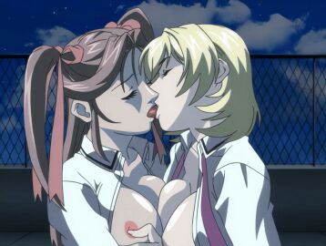 00s 2005 2girls american animated bible_black bible_black_new_testament blonde_hair breasts brown_hair closed_eyes female female_focus french_kiss grabbing_another's_breast groping hair_ribbon jody_crowley kissing licking multiple_girls night nipples open_clothes ribbon school_uniform shin_bible_black shiny_skin short_hair tagme tan tanline tanlines tongue tongue_out toudou_yuki twintails yuri