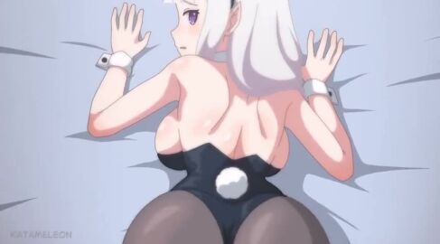 1boy 1girls abs anus areolae ass ass_grab bed breasts bunnysuit close-up closed_eyes cum cum_in_pussy cum_inside cum_on_back cumshot doggy_style elf elf_female elf_girl emilia_(re:zero) faceless_male fake_animal_ears fake_tail from_behind katameleon leotard_aside longer_than_10_seconds longer_than_30_seconds looking_at_viewer nipples no_sound one_breast_out open_mouth penis playboy_bunny pointy_ears purple_eyes pussy re:zero_kara_hajimeru_isekai_seikatsu sex shorter_than_one_minute tagme tongue tongue_out vaginal_fluids vaginal_penetration vaginal_sex veiny_penis video white_hair