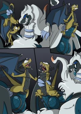 2020 2_horns absurd_res ambiguous_species anal anal_sex animal_genitalia animal_penis anus ass back_wings balls black_body claws comic dragon duo erection european_mythology extreme_size_difference feral fleshlight_position fuf genitals green_body grin hi_res horn igor_(character) knot larger_male male male/male male_penetrated male_penetrating male_penetrating_male membrane_(anatomy) membranous_wings multicolored_body mythological_creature mythological_scalie mythology open_mouth pain penetration penile penile_penetration penis penis_in_ass pokemon pokemon_(species) pokemon_bw quadruped reshiram scalie sex sharp_teeth sheath simple_background size_difference smaller_male smile teeth tongue tongue_out two-tone_body western_dragon white_body wings zekrom