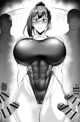 1girls 6boys angry angry_eyebrows angry_eyes angry_face arms ass ass_visible_through_thighs bald bald_male bangs belly big_ass big_breasts big_thighs black_and_white black_body black_eyebrows black_eyelashes black_hair black_skin black_swimsuit blush breasts busty censor_bar censored censored_penis ear female glasses hands_behind_back huge_ass huge_breasts huge_thighs imminent_rape imminent_sex jet_puri jujutsu_kaisen male muscles muscles_through_clothes muscular muscular_arms muscular_body muscular_female muscular_male muscular_thighs navel neck penis penis_out ponytail pussy pussy_visible_through_clothes shoulders simple_background small_pussy sweatdrop sweating swimsuit tall tall_female tall_male taller_male thick_ass thick_breasts thick_butt thick_thighs thighs waist white_body white_skin white_skinned_female zenin_maki