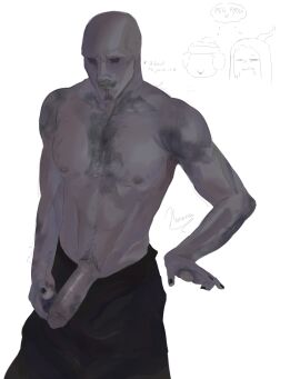 futanari hairy_male implied_futa intersex kyogi_(the_mimic) male penis penis_out rin_tsushima semi_nude shirtless the_mimic tsukiya_(the_mimic)