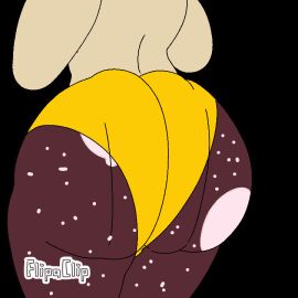 animated ass ass_clapping ass_focus big_breasts breasts clapping_cheeks clothes_on female knocksoda orange_panties original_character shaking_ass shaking_butt toony