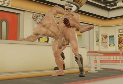 2boys 3d anal anal_sex balls bara beard big_balls big_penis gay grey_hair light-skinned_male light_skin male male/male male_only male_penetrated male_penetrating male_penetrating_male mature mature_male muscular muscular_male old_male older_male overwatch overwatch_2 penis reinhardt soldier_76 tagme white_hair xiongniu yaoi