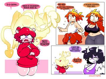 2boys 3girls female flaky_(quavernsfw) male mango_quaver_(female) mango_quaver_(male) och ocs original original_character original_characters quavernsfw strawberry_quaver tagme yellow_body