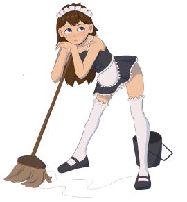 blue_eyes brown_hair clothed female maid maid_headdress maid_outfit maid_uniform