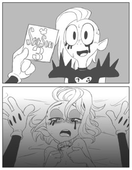 alien alien_humanoid ambiguous_gender blackmail blush bodily_fluids clothed clothing collar comic crying desperation disney disney_channel disney_xd english_text extortion faceless_ambiguous faceless_character female female/ambiguous fingers freckles gloves greyscale hair handwear humanoid humanoid_pointy_ears long_hair lord_dominator lying mickey_mouse monochrome narrowed_eyes noseless nude on_back open_mouth prostitution questionable_consent saliva sex_for_money splooge_(artist) tears teeth text tongue topwear wander_over_yonder