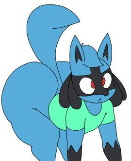 anthro ass ass_up big_ass blue_fur butt clothing lucario male pokemon pokemon_(species) pokémon_(species) red_eyes