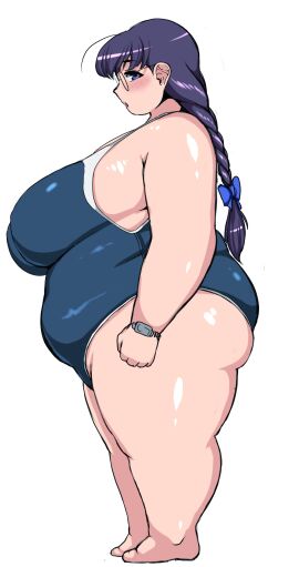 bbw big_breasts braid breasts female glasses gunrei13bucho hi_res jimiko large_breasts light_skin one-piece_swimsuit original overweight overweight_female solo swimsuit