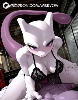 1boy 1girls ai_generated anima animated animation anthro anthro_on_anthro black_bra body_fur bra breasts cowgirl_position english_text erection from_below furry furry_female furry_with_non-furry indoors interspecies lingerie looking_at_viewer male_pov medium_breasts meevow mewtwo navel penile penile_penetration penis pokemon pokemon_(species) pokephilia pokémon_(species) pounding pounding_pussy pov purple_eyes pussy pussy_lips pussy_peek sex smile solo_focus straddling straight sweat tagme tail thighs uncensored underwear vagina vaginal_penetration vaginal_sex video vulva