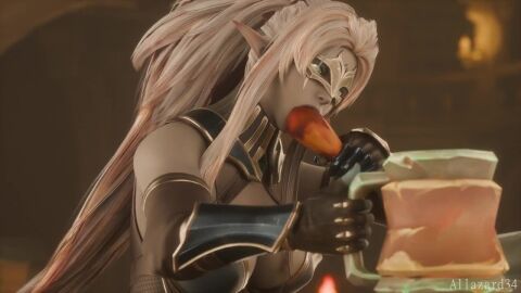 3d advertisement allazard34 animated athletic_female big_breasts bouncing_ass bouncing_breasts dark-skinned_female elf green_eyes long_hair tagme video voice_acted