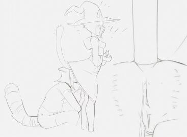 ambiguous_gender animated anthro anus blunt_bangs bottomless cat_witch_(smekbo) clothed clothing cunnilingus domestic_cat duo felid feline female first_person_view genitals head_under_clothing licking mammal oral pussy runewoof sex smekbo surprised_expression tongue vaginal_penetration witch_hat