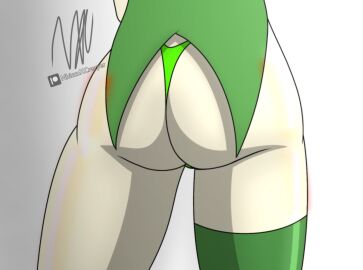 ass ass_focus creeper creeper_(minecraft) creeper_girl female green_underwear light-skinned_female light_skin minecraft minecraft_anime nhiccoxcreeper panties