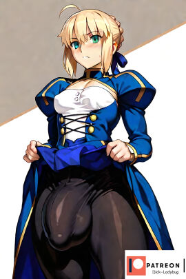 ai_generated bulge fate_(series) futanari penis saber skirt_lift
