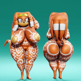 1girls 3d 3d_model ass big_ass big_breasts blue_eyes body_paint breasts echidna female female_only furry furry_only headwear markings mobian mobian_(species) mobian_echidna naked naked_female orange_skin sagging_breasts sega simple_background small_feet smile smiling smiling_at_viewer sonic_(series) sonic_adventure sonic_the_hedgehog_(series) tail tikal_the_echidna tikal_the_echidna_(vulkyasha) vulkyasha white_markings yellow_nipples