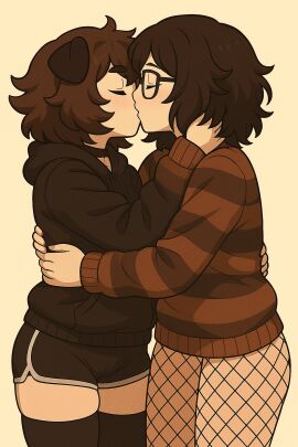 2girls kimmelilith_(oc) kissing mimi_typh yuri