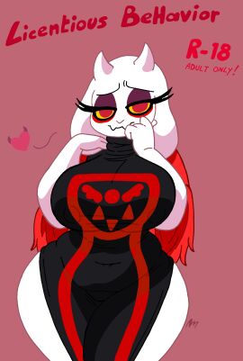 1girls big_breasts breasts chubby chubby_female clothing comic comic_page curvy deltarune_(symbol) female goat happy heart hips mature_female milf nipples noursteddy red_eyes seductive solo solo_female toriel toriel_(underfell) toriel_au underfell undertale undertale_(series) undertale_au