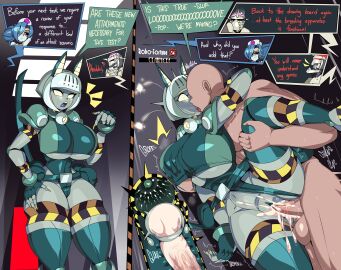 1boy 1girls animal_ears background_characters balls big_breasts bottomwear bottomwear_aside brain_drain_(skullgirls) breast_grab breasts busty captain_kirb cat_ears cat_girl cat_tail catgirl clothed_female_nude_male clothing crop_top cum cum_in_pussy cum_in_uterus cum_inside dialogue egg_cell experiment faceless_male female femsub fertilization gigantic_breasts groping_breasts groping_from_behind groping_through_clothes huge_breasts human human/robot impregnation instant_loss instant_loss_2koma kissing kissing_while_penetrated large_breasts male nude nude_male one_leg_up ovum ovum_with_heart penis png pussy robo-fortune robot robot_girl sex skullgirls sperm_cell straight straight_sex text text_box thick_thighs tongue_kiss trembling underboob vaginal_penetration valentine_(skullgirls) wide_hips