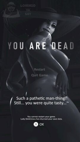 alcina_dimitrescu female game_over lorenzo_the_guy oral_vore post-vore resident_evil resident_evil_8:_village vampire vampire_girl vore