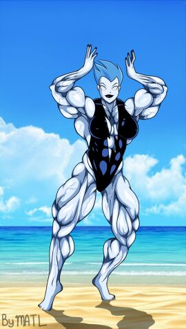 abs biceps breasts dc dc_comics female hyper_muscles livewire matl muscles muscular muscular_arms muscular_female muscular_legs muscular_thighs pecs
