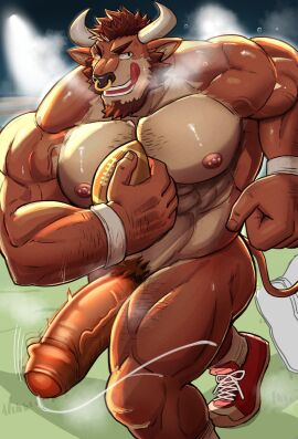 2024 2_horns abs anthro areola bara beard biceps big_muscles big_penis biped bodily_fluids body_hair bovid bovine brown_body brown_hair cattle cheek_tuft chest_hair chest_piercing colored curved_horn dripping erection exhibitionism facial_hair facial_piercing facial_tuft foreskin genital_fluids genitals hair hi_res horn huge_cock huge_muscles humanoid_genitalia humanoid_penis licking licking_lips male male_only mammal masculine_male miazuma_shouki muscles muscular muscular_anthro muscular_legs muscular_male muscular_thighs nipple_piercing nipples nose_piercing nose_ring nude open_mouth pecs penis piercing precum precum_drip precum_string precum_trail public public_exposure public_nudity ring_piercing rugby rugby_ball smile solo solo_male sport thick_penis thick_thighs tongue tongue_out tuft uncircumcised vein veiny_arms veiny_muscles veiny_penis yaoi