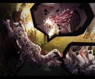 after_anal animal_genitalia animal_penis anus ass ass_grab balls bedroom_eyes bodily_fluids butt_grab claws clenched_teeth cum cum_in_ass cum_in_mouth cum_inside cum_on_balls cum_while_penetrated cutaway detailed digital_drawing_(artwork) digital_media_(artwork) duo erection fangs felid feline_genitalia feline_penis fellatio feral feral_on_feral feral_penetrated feral_penetrating feral_penetrating_feral fluffy fluffy_tail forest frottage fur genital_fluids genitals glistening grey_body grey_fur grin hand_on_ass hand_on_butt hi_res intraspecies kazik_feral kier_ish lying male male/male male_penetrated male_penetrating male_penetrating_male mammal markings narrowed_eyes nevvia on_back on_ground on_hind_legs oral oral_penetration pantherine pawpads paws penetration penile penile_spines penis penis_in_mouth pinned plant seductive sex sheath smile snow_leopard spots spotted_body spotted_fur spread_legs spreading tail teeth tongue tongue_out tree