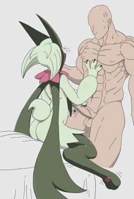 female foreplay male male_human/female_pokemon meowscarada pheroviran pokemon pokemon_(species)