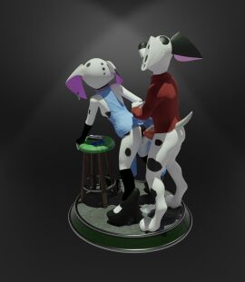 101_dalmatian_street 101_dalmatians 3d_print anthro blender_(artwork) bodily_fluids canid canine canis clothing cum cum_inside dalmatian digital_media_(artwork) disney dolly_(101_dalmatians) domestic_dog drunk dylan_(101_dalmatians) female genital_fluids genitals group hi_res incest_(lore) lib3dprinting male male/female mammal penis pussy risky_sex sex stepsibling_(lore) substance_intoxication vulva