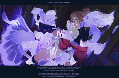 2020s 2024 6+girls anilingus blue_plate_special breasts brown_hair colored_tongue comic comic_page comic_panel commentary cunnilingus disembodied_limb dress english_commentary english_text eyeshadow female female_pubic_hair ghost glasses glowing grabbing grabbing_another's_breast green_eyes highres incase journals_of_the_hunter leg_lift licking lipstick_mark lipstick_mark_on_breast lipstick_mark_on_face lipstick_mark_on_leg makeup multiple_females multiple_girls nipple_stimulation nipple_tweak nipples oral original pubic_hair purple_tongue round_eyewear saliva see-through smile thighs undressing_another white_hair yuri