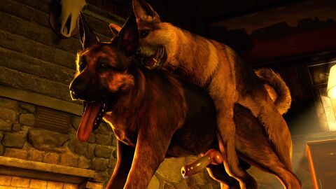 3d_(artwork) absurd_res anal anatomically_correct animal_genitalia black_nose blodrain bodily_fluids brown_body brown_fur canid canine canine_genitalia canis detailed_background digital_media_(artwork) doggy_style dogmeat domestic_dog duo fallout feral feral_on_feral fireplace from_behind_position fur furniture genital_fluids genitals german_shepherd herding_dog hi_res knot knotted_penis lamp looking_at_viewer looking_pleasured male male/male mammal microsoft painting pastoral_dog penis precum precum_on_penis raised_tail realistic_feral sex source_filmmaker_(artwork) tail teeth tongue tongue_out