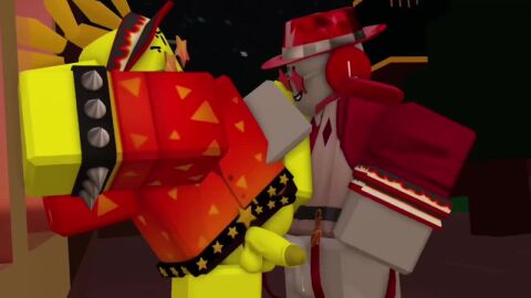 2boys against_wall bottomless_male chance_(forsaken) elliot_(work_at_a_pizza_place) forsaken_(roblox) gay night outside tagme video work_at_a_pizza_place