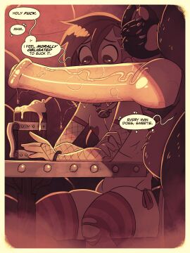 2boys 2d anthro anthro_on_human arms_behind_back balls big_breasts big_penis breasts collar comic comic_page covered_nipples dialogue earrings femboy goblin heart_pasties hi_res huge_breasts hung hung_bottom hung_femboy hung_trap imminent_sex jack_cayless looking_at_penis male male_only navel panties pasties penis penis_awe penis_in_panties penis_in_stocking penis_in_thighhigh penis_in_thighhighs penis_in_thong rapscallion revealing_clothes shortstack side-tie_panties speech_bubble straight_to_gay text thin thin_waist thong topless topless_male trap twink uncensored yaoi