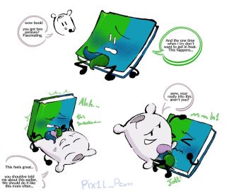 2d 2futas battle_for_dream_island blue_penis book_(bfdi) color colored dialogue english_text futa_on_futa futa_only futanari green_penis intersex multiple_penises object_show object_shows p1x_tuber penis pillow_(bfdi) purple_penis tentacle tentacle_penis tentacle_sex text