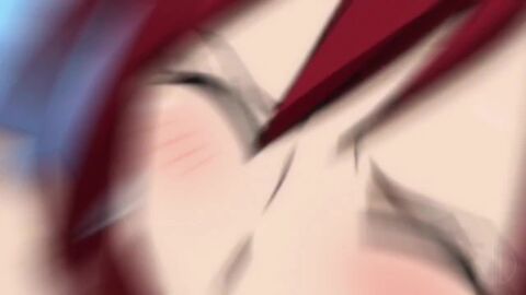 1boy1girl accident_exposure animated ass blue_hair breast_grab breast_squeeze breasts brown_hair erza_scarlet fairy_tail jellal_fernandes large_breasts mask masked_male nipples nude nude_female nude_filter ponytail pool public public_exposure public_nudity red_hair s10collage tagme video water