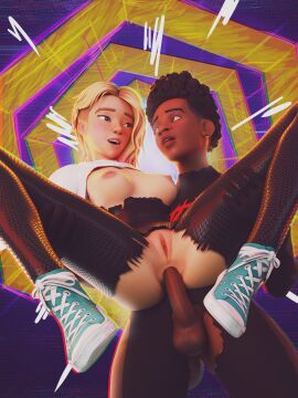 1boy 1girls 3d anal anal_sex canon_couple couple dark-skinned_male dark_skin edit eyebrow_piercing female gwen_stacy gwen_stacy_(spider-verse) in_love interracial light-skinned_female light_skin male marvel marvel_comics miles_morales petite redvenom ripped_clothing romantic_couple shaved_side skinny skinny_female spider-gwen spider-gwen_(spider-verse) spider-man:_across_the_spider-verse spider-man_(series) suit superheroine wholesome wholesome_sex