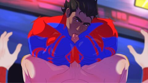 2d 2d_animation animated bara big_penis blowjob daddy dark-skinned_male dark_skin dilf erection fullbodycollapsed gay gay_blowjob gif hispanic hispanic_male male male/male male_only marvel marvel_comics masculine_male mature_male miguel_o'hara muscular muscular_chest muscular_male naizuri oral oral_sex paizufella pecfuck pecjob penis peter_b_parker peter_parker spider-man spider-man:_across_the_spider-verse spider-man:_into_the_spider-verse spider-man_(series) spider-man_2099 yaoi