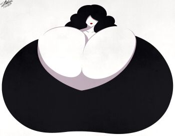1girls big_breasts black_hair breast_focus breasts busty cleavage faceless faceless_female female female_focus female_only fully_clothed giant_breasts gigantic_breasts huge_breasts hyper hyper_breasts massive_breasts milf solo sparks_spectrum