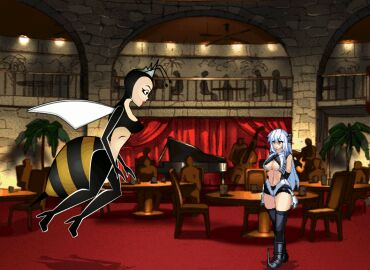 animal_humanoid bee bee_girl bee_queen bug bug_girl bug_wings digesting_prey digestion digestion_sequence fatal_vore fear female female_only iari_(mugen) lipstick m.u.g.e.n oral_vore original original_character ryona same_size_vore scared swallowed_alive swallowed_whole vore vore_belly white_hair