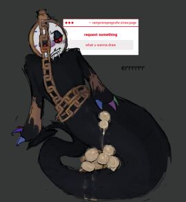 1boy blush clock cuntboy dandy's_world dyle_(dandy's_world) egg egg_laying fangs laying_egg male naga pregnant_male serpentine twisted_dyle_(dandy's_world) vampirempreg_(artist)