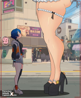 2025 2girls astra_yao belle_(zenless_zone_zero) captainxero female female_only forsakun giantess heels high_heels hoyoverse ninani platform_heels tagme tall_female thick_thighs thigh_strap zenless_zone_zero