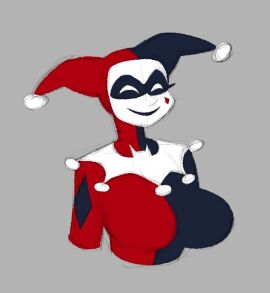 big_breasts breasts captainmolasses drawing female harley_quinn harley_quinn_(classic) smiling