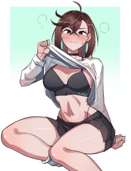 1girls ahoge anklehighs ass ayase_momo bangs big_ass big_boobs big_breasts big_thighs blush blushing blushing_at_viewer bra breasts brown_eyes brown_hair choker couple_(romantic) dandadan earrings female female_focus female_only flat_stomach gyaru huge_ass huge_thighs kogal legwear light_skin looking_at_viewer loose_socks medium_breasts panties panties_visible pout romantic schoolgirl short_hair skirt socked_feet socks solo solo_female solo_focus sweatdrop tagme thick_hips thick_legs thick_thighs thighs ti_keep white_socks