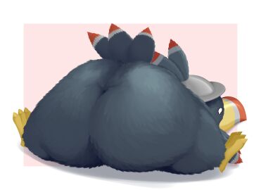 absurd_res accident accidental_exposure anthro anus ass avian big_ass big_butt bird black_body butt_shot clothing dodo_(mario) hat headgear headwear hi_res huge_ass huge_butt male mario_(series) nintendo otherthatguy solo spread_legs spreading super_mario_rpg tail