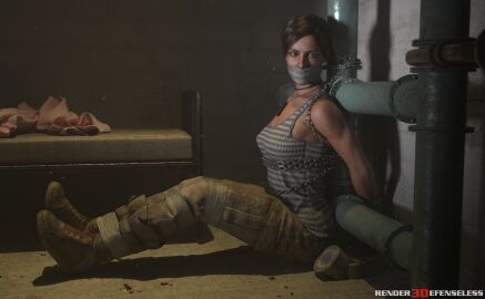 1girls 3d anna_miller_(metro) arms_behind_back bondage bound_legs clothed_bondage female female_only fully_clothed fully_clothed_female gagged metro_exodus rendereddefenseless solo tape_gag