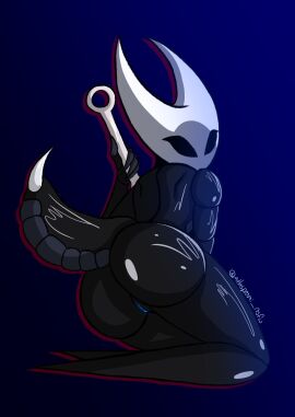 2d 2d_(artwork) arthropod arthropod_abdomen ass ass_focus atlaspromi bug eyebrowless female hollow_knight hornet_(hollow_knight) pussy solid_eyes solo solo_female solo_focus spider weapon
