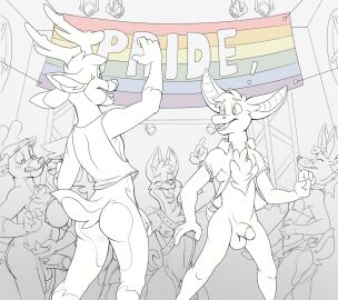 anthro antlers ass balls bat bat_ears bat_tail big_breasts bottomless bottomless_anthro bottomless_male bottomwear breasts brother_(lore) canid canine canis clothed clothing deer desert_bat digital_media_(artwork) erection female flag frag_(furfragged) fur furfragged genitals grope group hi_res horn humanoid_genitalia humanoid_penis incest_(lore) lgbt_pride lgbt_pride_month liberty_(furfragged) male male/female male/male mammal miniskirt monochrome nipples nude nude_anthro nude_female nude_male open_mouth party penis pride_color_flag pride_colors rainbow_pride_colors shirt sibling_(lore) sino_(furfragged) six-stripe_rainbow_pride_colors skirt smile tail tank_top topwear turo_of_akesh wingless_bat