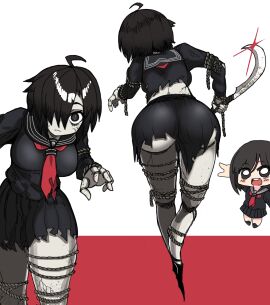 asian ass ayakakashi big_ass black_hair black_serafuku breasts female hinako_shimizu human konami nightmare_waifu pale_skin school_uniform serafuku short_hair silent_hill silent_hill_f